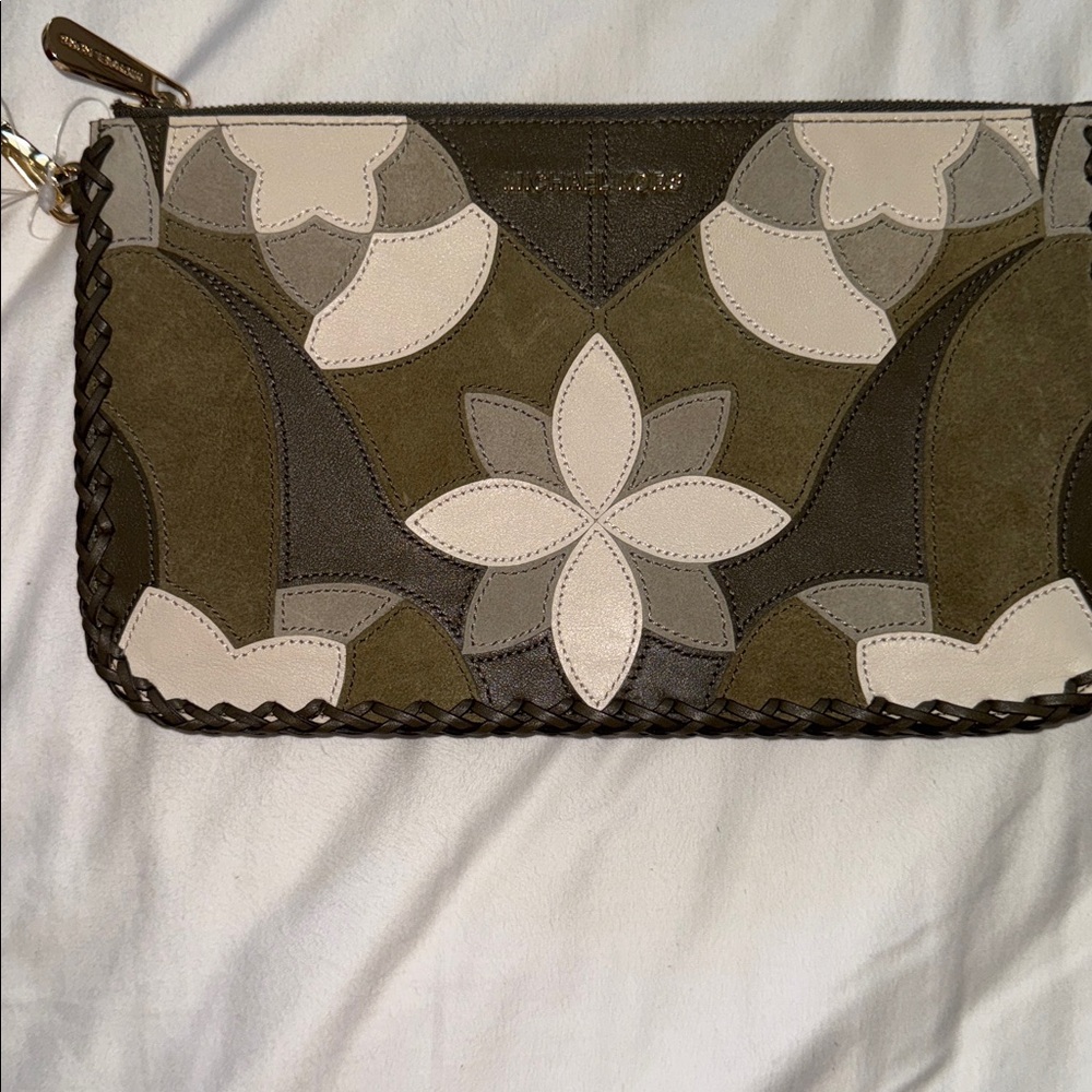 Michael Kors Floral Olive and Cream Wristlet - Picture 2 of 5